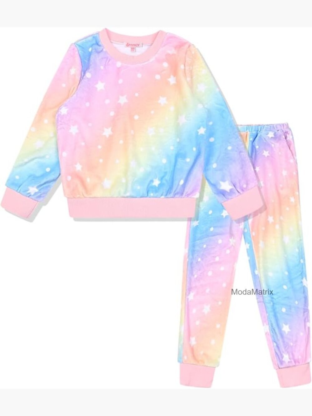 Girls Fleece Pajama Set Two Piece Long Sleeve Loungewear Size 8-9
